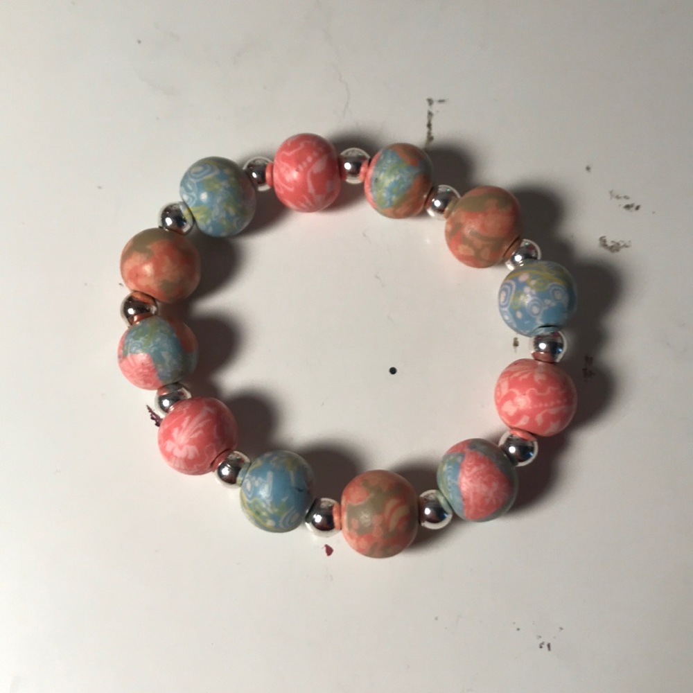 colorful patterned bead bracelet